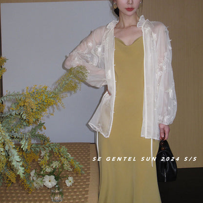 2025 popular spring and summer new Korean version high waist elegant suspender dress swing collar solid color pure desire skirt 8658