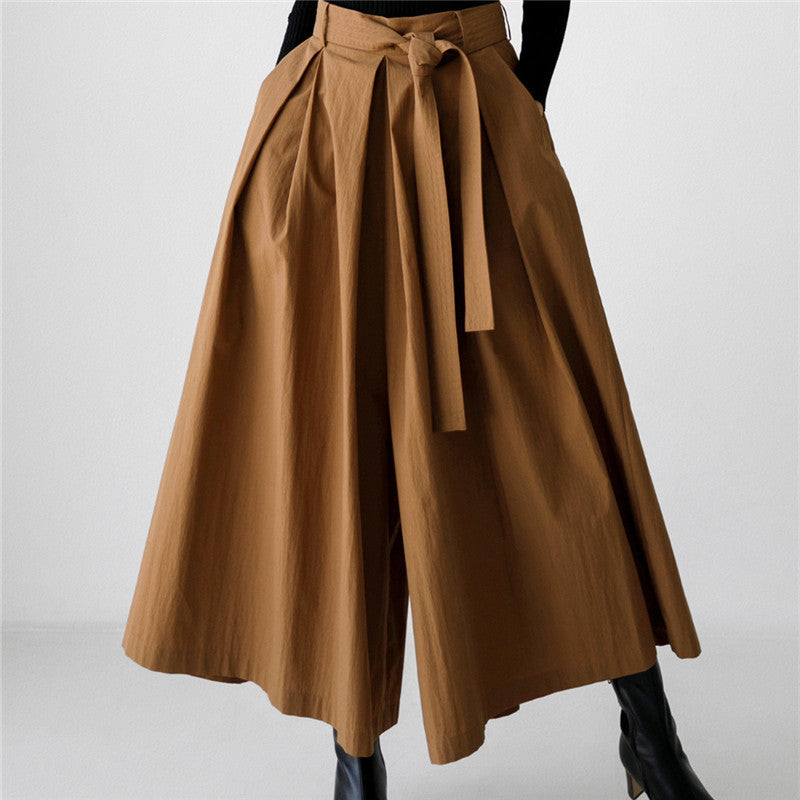 maoxiangshop 2000s fashion Plus Size Wide-Leg Pants Skirt 2024 Autumn New Elastic High Waist Pants BF Casual Student Slimming Flared Cropped Pants