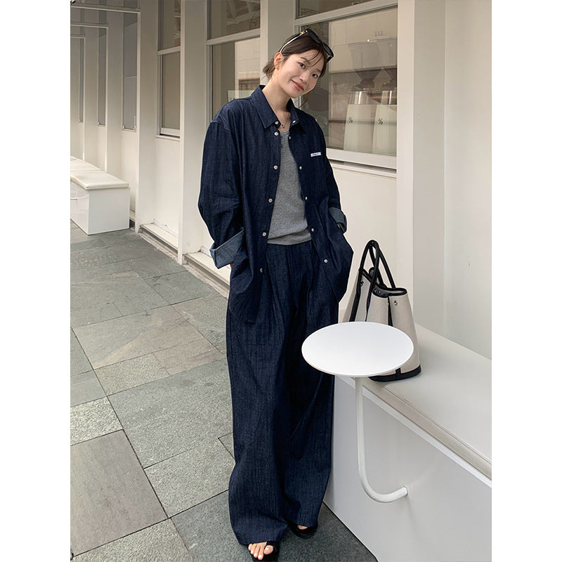 2025  denim shirt + jeans set 2025 early spring new Korean version casual two-piece set women's T228