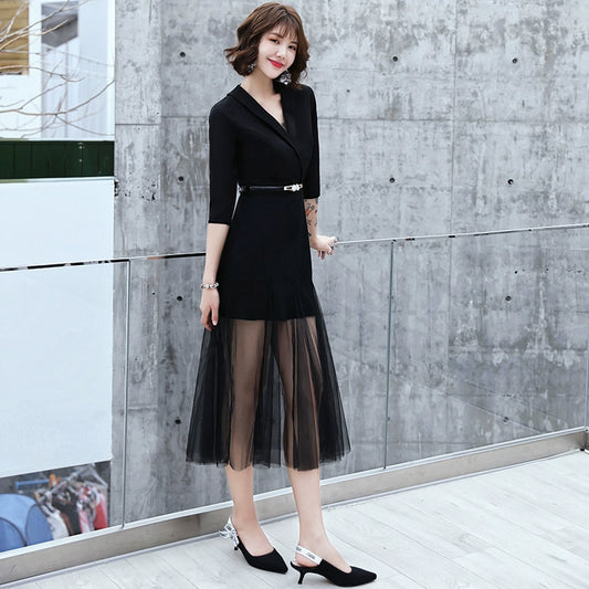 Black evening dress dress female noble temperament can be worn at ordinary times modern party daily banquet small autumn fairy