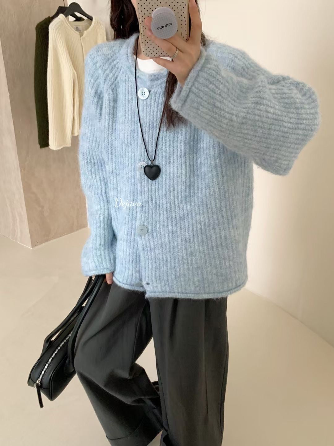 maoxiangshop-shop fall outfits 2024 Autumn New Gentle All-Match round Neck Large Button Knitted Cardigan Outer Wear Top Women's Loose Lazy Sweater Coat