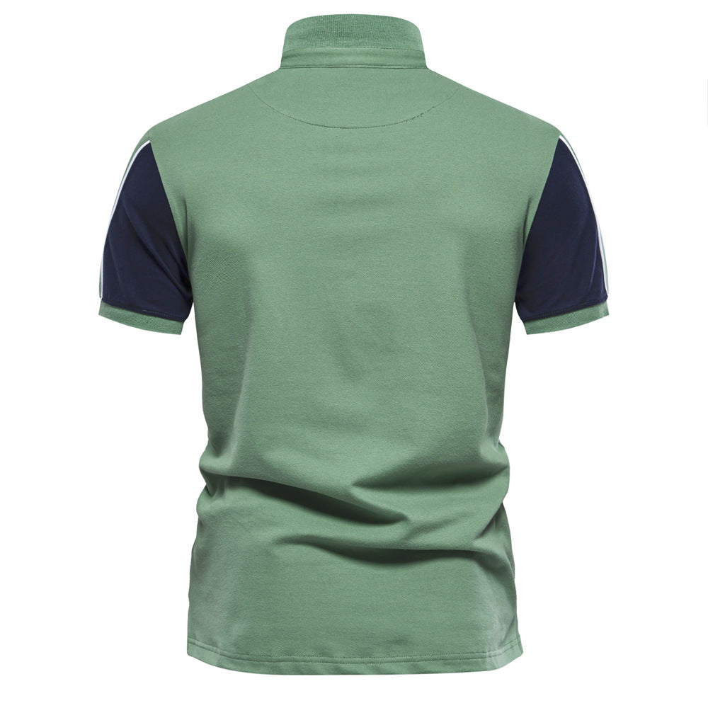 MAOXIANGSHOP 2025 popular spring and summer new New Popular trade collar POLO lapel simple fashion color matching casual men's short-sleeved T-shirt