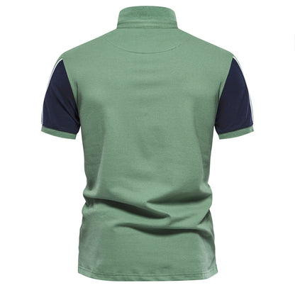 MAOXIANGSHOP 2025 popular spring and summer new New Popular trade collar POLO lapel simple fashion color matching casual men's short-sleeved T-shirt