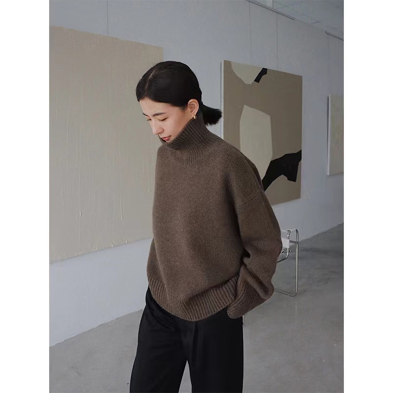 maoxiangshop fall outfits 2024 Knitwear Women's Turtleneck Pullover Women's New Loose Lazy Style Slimming Solid Color Bottoming Shirt Top Women's