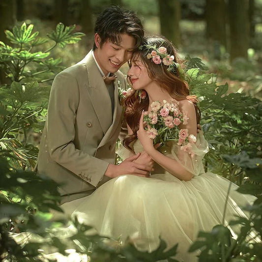 2025Studio theme light wedding photography photo clothing couple location travel photography dress photo Mori fairy color gauze skirt