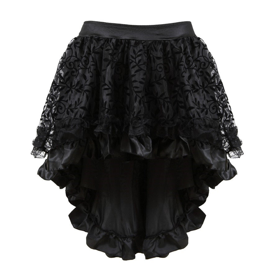 maoxiangshop group halloween costumes Corset Skirt Elastic Waist Zipper Solid Color Flocking Irregular Skirt