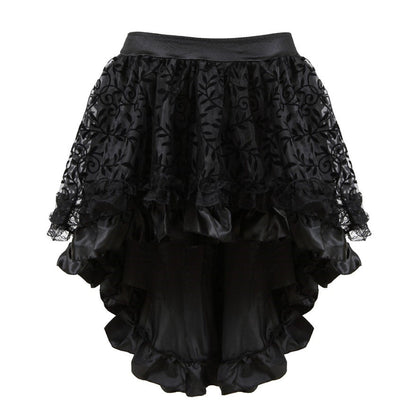 maoxiangshop group halloween costumes Corset Skirt Elastic Waist Zipper Solid Color Flocking Irregular Skirt