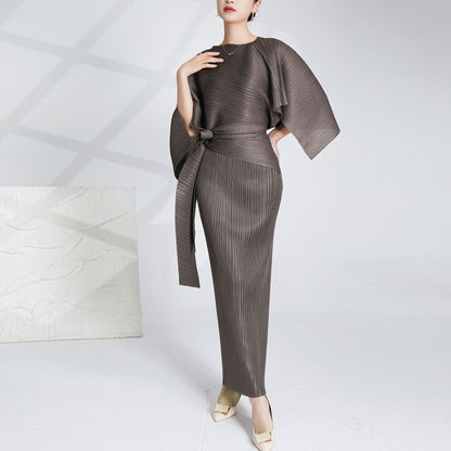 high-end pleated dress women's long dress shawl two-piece set Shenzhen Nanyou high-end New Popular trade women's clothing