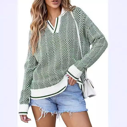 maoxiangshop 2000s fashion 2024 Autumn and Winter Knitted Pullover Lapel Women's Clothing New Hot Selling TK Hot Selling Retro Pattern