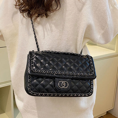 2025 Shoulder bag women's new fashion light luxury small square bag versatile diamond underarm bag women's high-end chain messenger bag