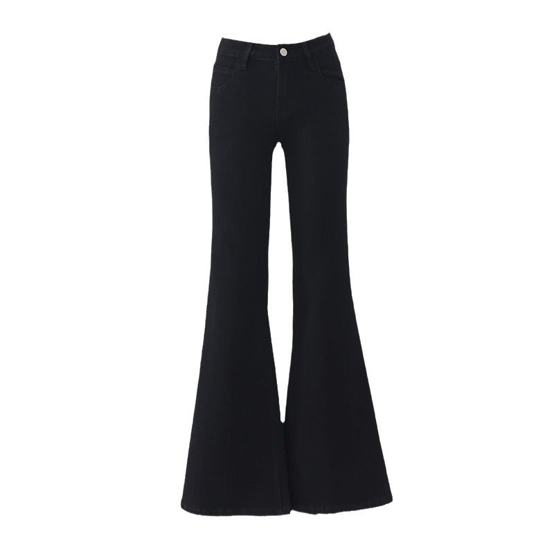 maoxiangshop 90s fashion American-Style Black Thin Velvet Skinny Jeans for Women 2024 Autumn and Winter New Low Waist Wide Leg Slimming Versatile Flared Pants