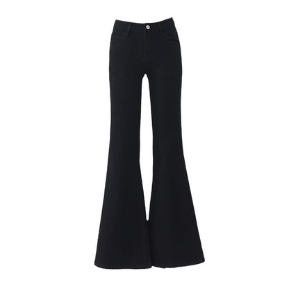 maoxiangshop 90s fashion American-Style Black Thin Velvet Skinny Jeans for Women 2024 Autumn and Winter New Low Waist Wide Leg Slimming Versatile Flared Pants