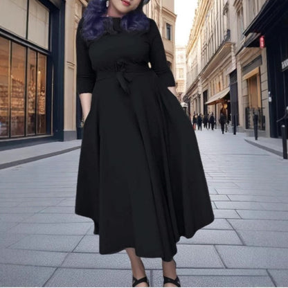 MAOXIANGSHOP 2025 spring New women's clothing new fashion temperament lace-up waist large size pendulum African long dress dress