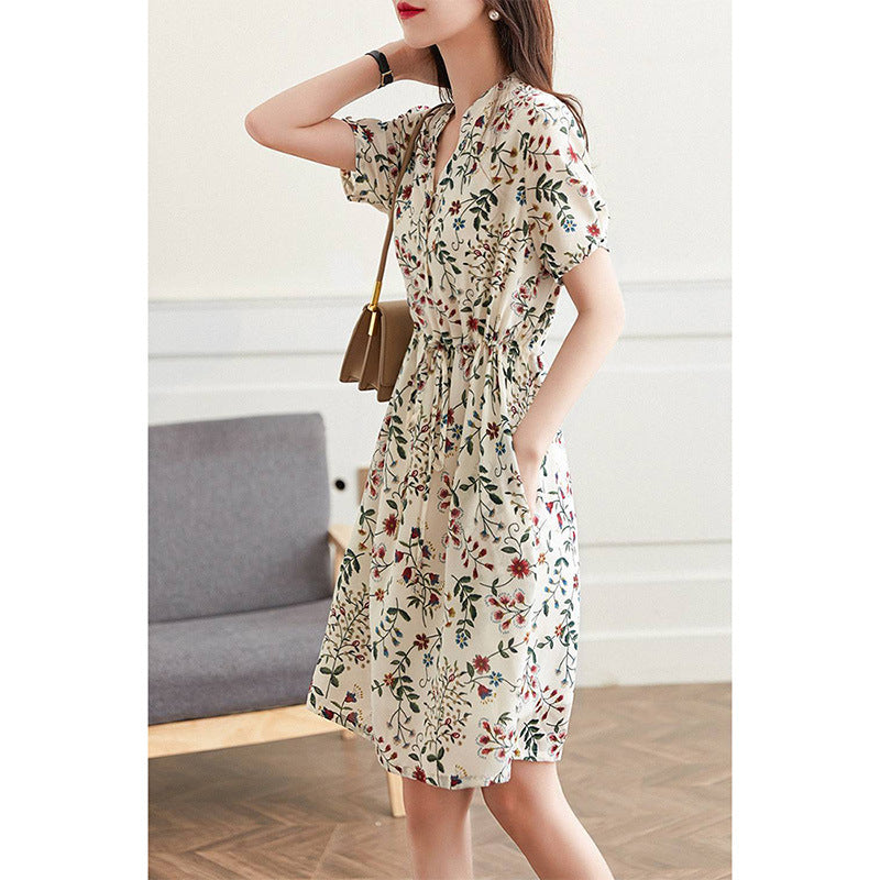 2025 Heavy mulberry silk dress, high-end silk floral skirt  summer new medium and long spring women's clothing