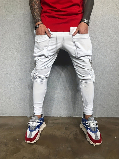 maoxiangshop-shop picture day outfit Men's Multi-Pocket Drawstring Casual Trousers Men's Autumn New Overalls Men's High Street Hip Hop Book Bag Trousers