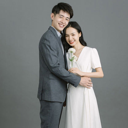 2025 Get the certificate and register the small white dress Hepburn slim  satin light wedding dress small dress small engagement dress women