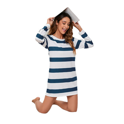 MAOXIANGSHOP 2025The new Popularan, 2025n and Popular trade New women's fashion striped dress printed pajamas casual loungewear direct sales