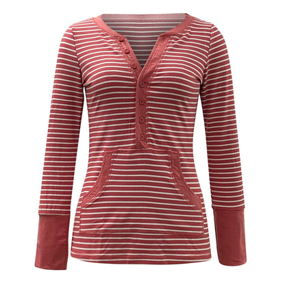 maoxiangshop outfit inspo Autumn and Winter Single-Breasted Knitted Striped Long-Sleeved T-shirt Deep V-neck Hot Girl Tight Sexy Top Female