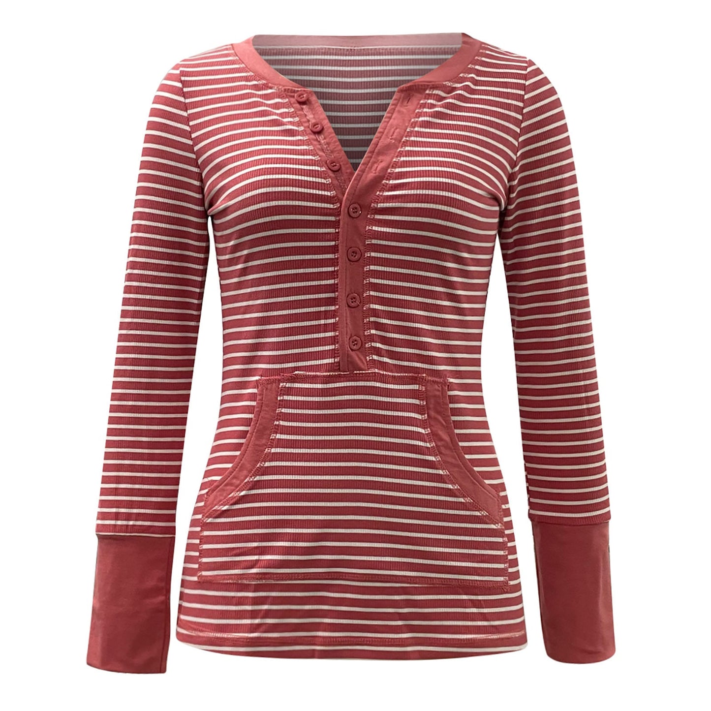 maoxiangshop outfit inspo Autumn and Winter Single-Breasted Knitted Striped Long-Sleeved T-shirt Deep V-neck Hot Girl Tight Sexy Top Female