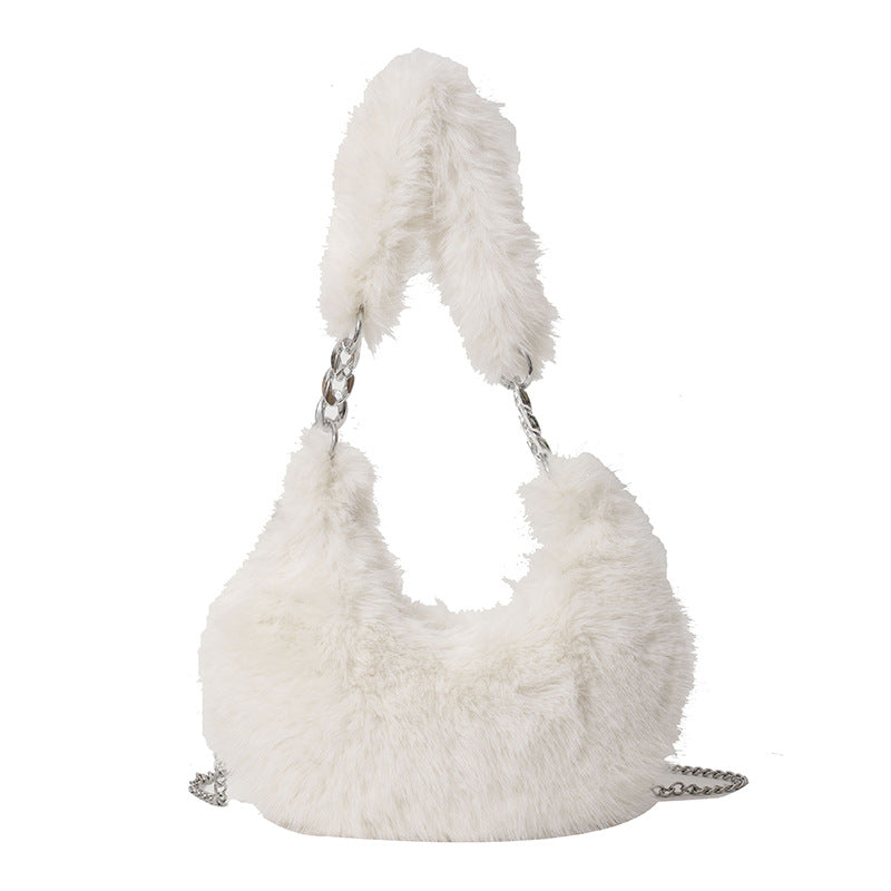 MAOXIANGSHOP 2025 autumn and winter new Korean version niche design popular popular plush portable shoulder bag chain messenger bag bag bag