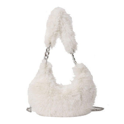 MAOXIANGSHOP 2025 autumn and winter new Korean version niche design popular popular plush portable shoulder bag chain messenger bag bag bag