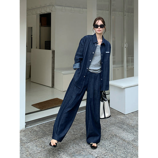2025  denim shirt + jeans set 2025 early spring new Korean version casual two-piece set women's T228