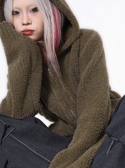2025n retro soft waxy hooded sweater jacket women's autumn and winter popular camel long-sleeved knitted sweater top
