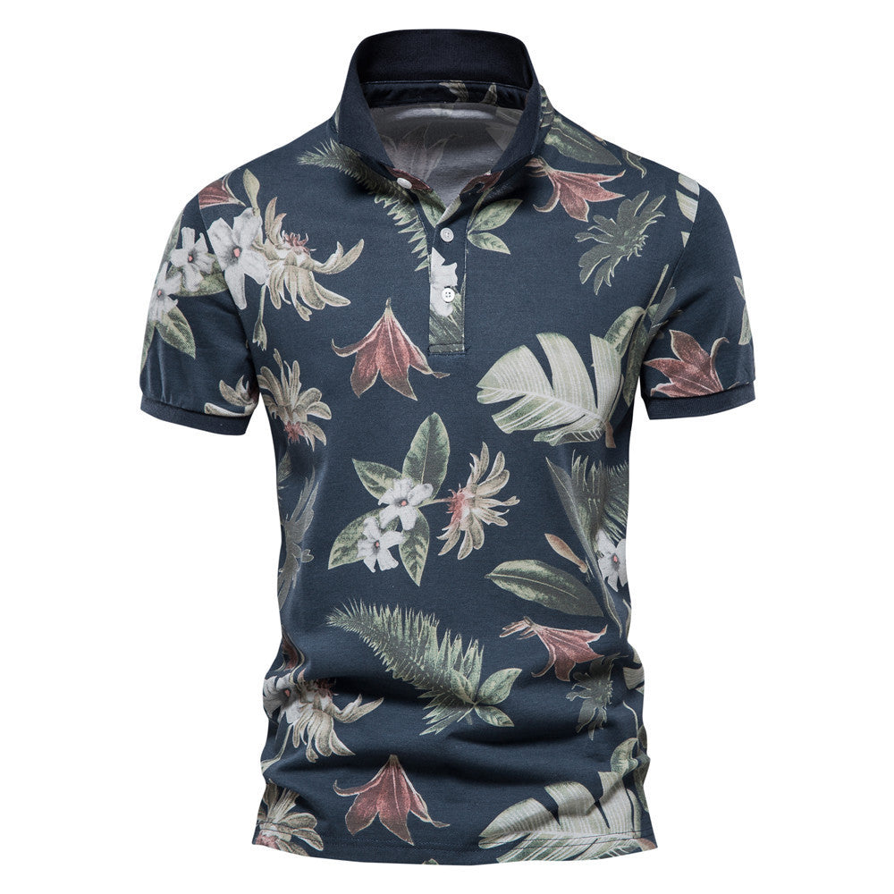 MAOXIANGSHOP 2025 summer new Popular trade supply printed POLO shirt spot men's short-sleeved lapel Popularan size T-shirt