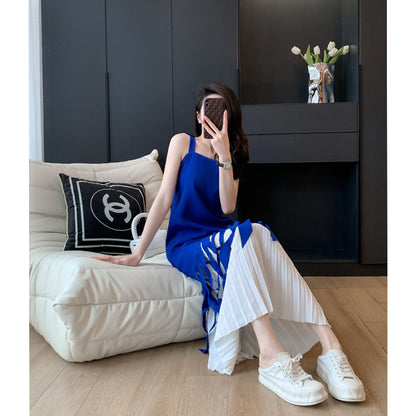 2025 Suspender dress summer women's 2022 new  temperament socialite hollow high-end design niche skirt