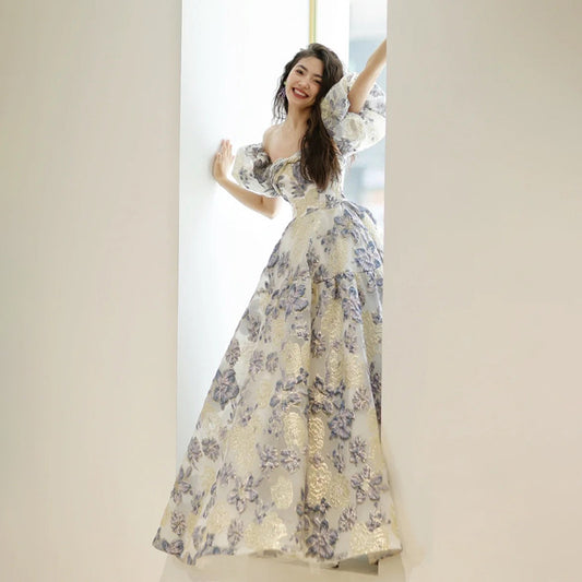 Style evening dress women's 2025 new temperament banquet adult host light luxury niche New dress graduation