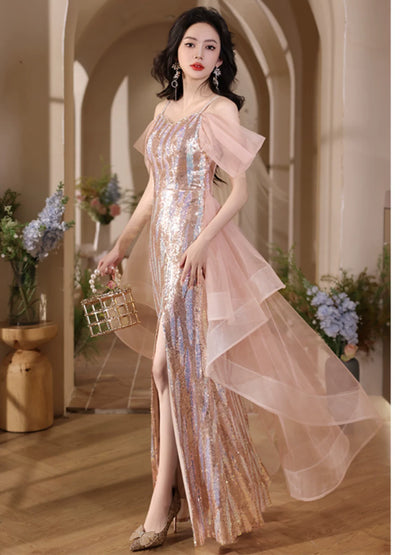 Evening dress high-end atmosphere high-grade women's  new light luxury niche socialite high-end sense shining fishtail skirt autumn