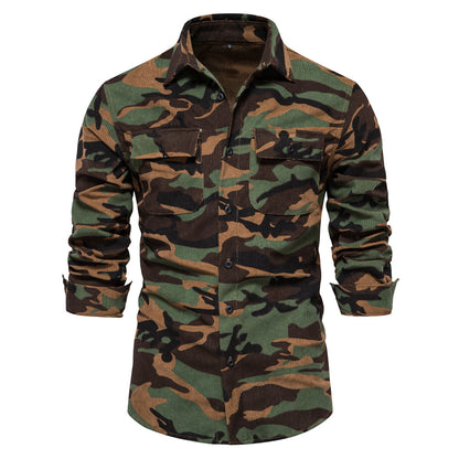 MAOXIANGSHOP 2025 Autumn new New corduroy shirt men's fashion slim casual versatile trend men's long-sleeved shirt