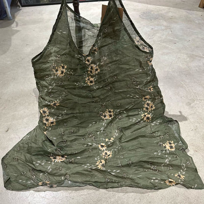 2025 24/2 Plain years are young, early, floral solid color versatile literary and artistic style casual two-color ramie sling