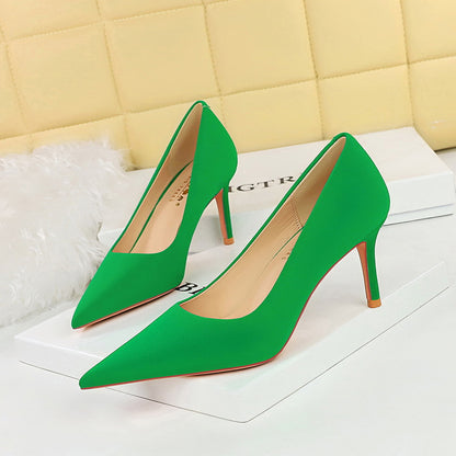 3391-10 2025 fashionable and sexy nightclubs show thin super high heels women's shoes thin heels shallow mouth pointed simple high heels