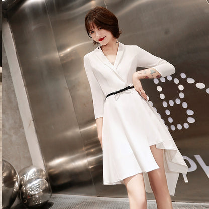 White evening dress skirt women  new high-end banquet looking thin and elegant, usually can wear temperament short small