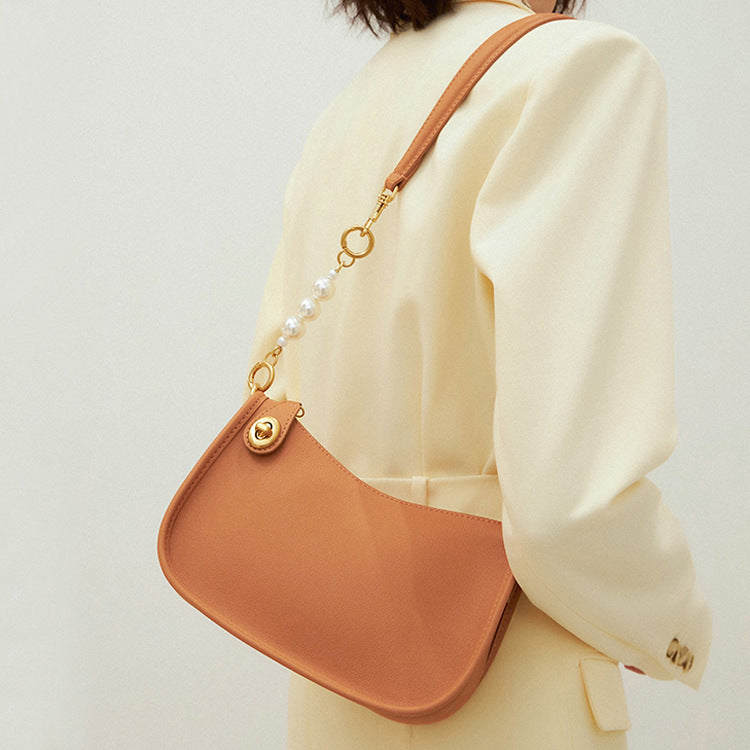 2025 Retro  armpit bag mahjong bag women's spring new trendy high-end sense versatile shoulder messenger bag baguette bag