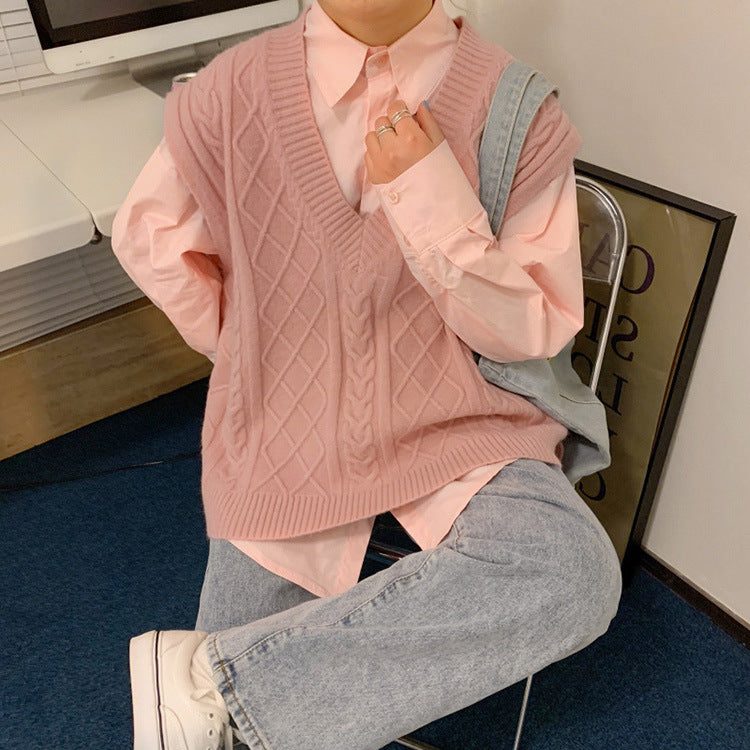maoxiangshop 2000s fashion Autumn 2024 New Korean Style Loose All-Match Sweater Waistcoat Trendy Fashionable Outerwear Knitted Vest for Women