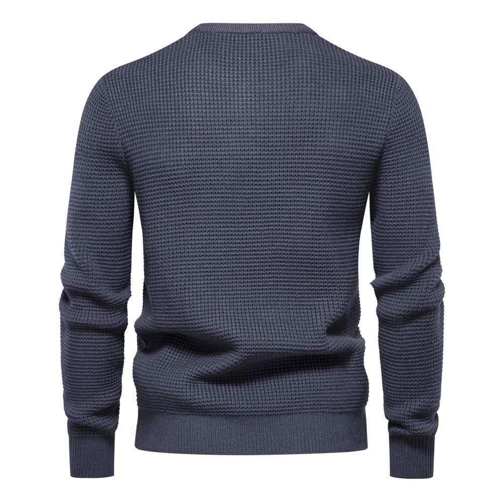 MAOXIANGSHOP 2025 Popularan New  autumn and winter new men's sweater waffle solid color knitted sweater high quality Popular trade men's clothing