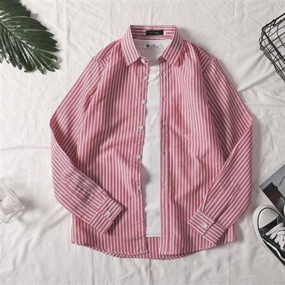 maoxiangshop-shop men fall outfits casual Colorful Plaid Couple Plaid Shirt Coat Long-Sleeved Shirt Youth Korean Casual Student Handsome Men's Shirt