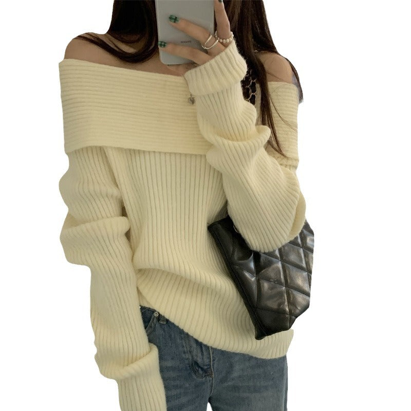 maoxiangshop-shop fashion outfits off-Shoulder off-Shoulder Sweater Women's Clothing Autumn and Winter New High-Grade Wear Sweater Women's Bottoming Underwear