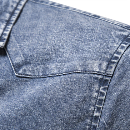 MAOXIANGSHOP 2025 popular Cross-border Popular trade autumn and winter new Popularan size men's denim shirt quality heavy industry washed old shirt men