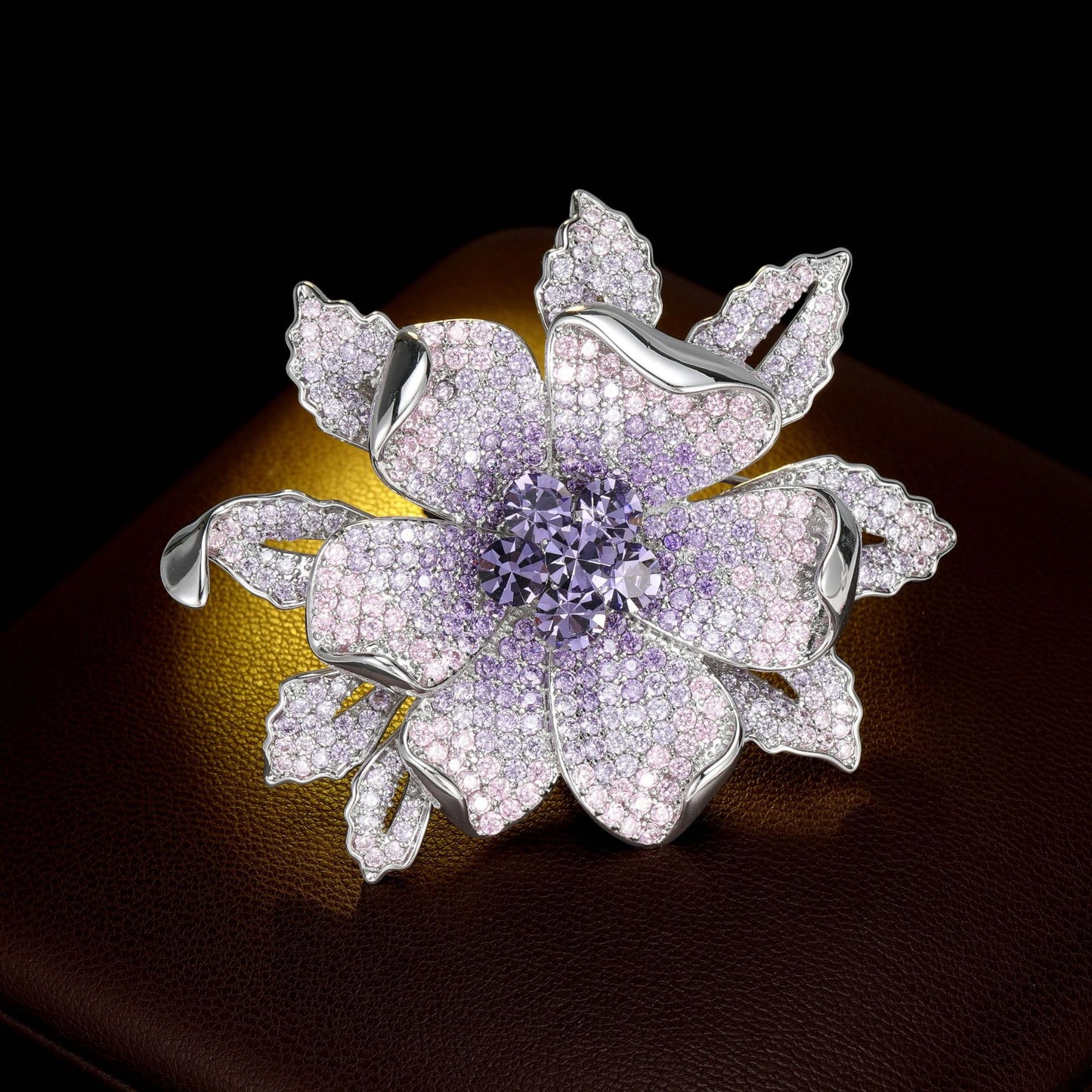 2025 High-end luxury full of zircon peony brooch women's elegant flower high-end blazer corsage accessories