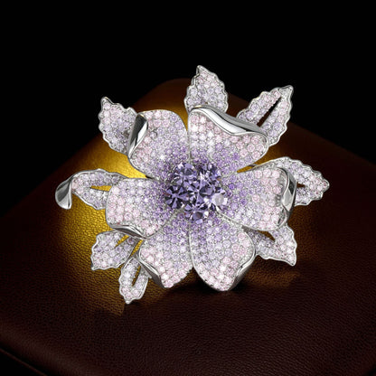 2025 High-end luxury full of zircon peony brooch women's elegant flower high-end blazer corsage accessories