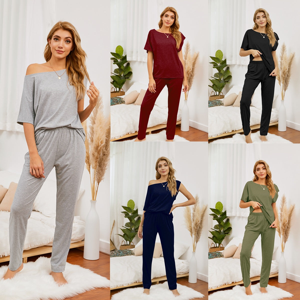 MAOXIANGSHOP 2025 new 2025  wish loose T-shirt trousers large size casual loungewear pajamas set, women