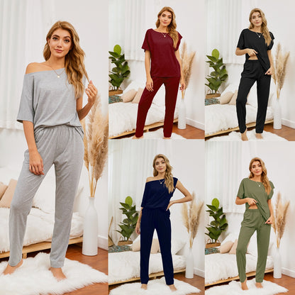 MAOXIANGSHOP 2025 new 2025  wish loose T-shirt trousers large size casual loungewear pajamas set, women