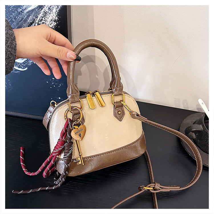 MAOXIANGSHOP 2025 bags fashion popular patent leather glossy shell bag women's niche texture women's handbag ins messenger bag
