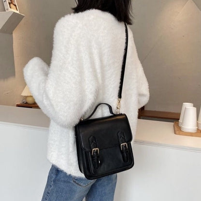 MAOXIANGSHOP 2025 Japanese college style backpack female retro British style niche design mini small backpack texture crossbody small square bag