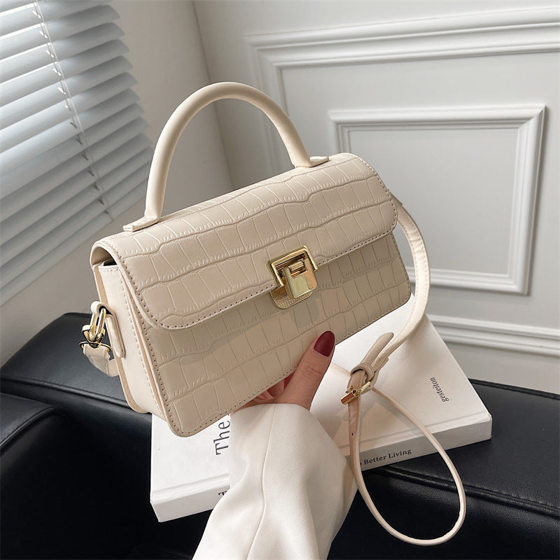 MAOXIANGSHOP 2025 Bag Women's  New Women's Bag Textured Stone Pattern Portable Small Square Bag Fashion Versatile Popular Shoulder Crossbody Bag