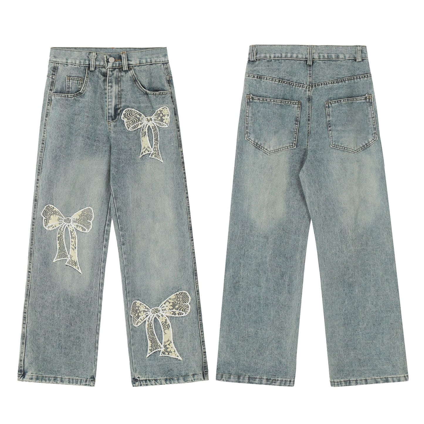 maoxiangshop 2000s fashion 2024 Quality Autumn Street Hipster Embroidered Decorative Straight Pants Women's Jeans