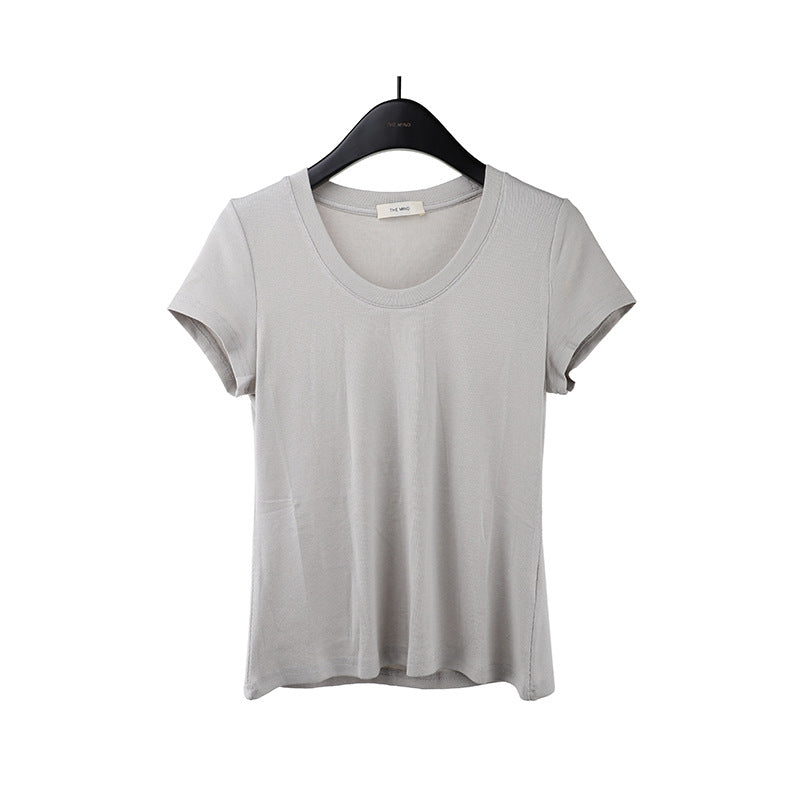 2025 [11 colors] Basic round neck short-sleeved T-shirt women's 2025 summer new simple and versatile solid color top T003